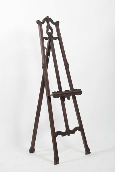 Cavalletto da Dipinti in Legno Intagliato, Inizio XX Secolo