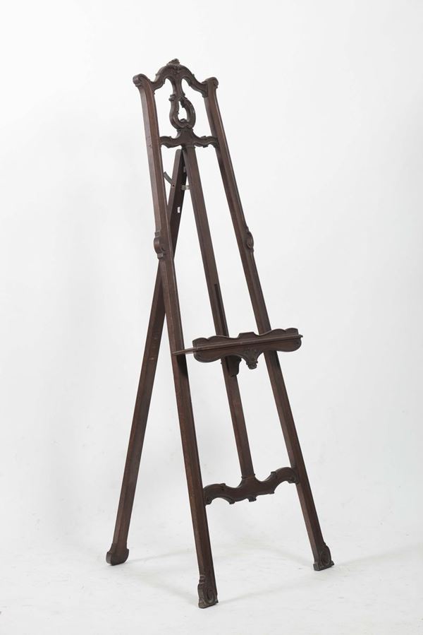Cavalletto da dipinti in legno intagliato, inizio XX secolo