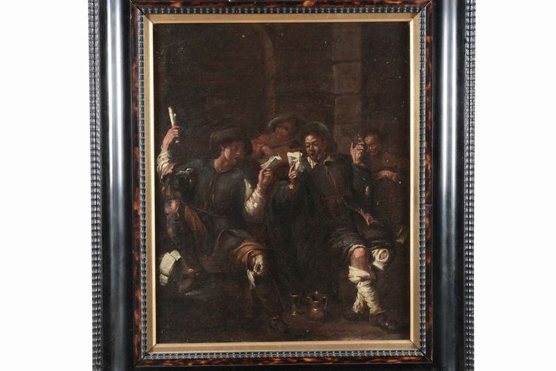 Scuola Lombarda del XVIII secolo Scena d'osteria  - Auction Furnishings from the mansions of the Ercole Marelli heirs and other property - Cambi Casa d'Aste