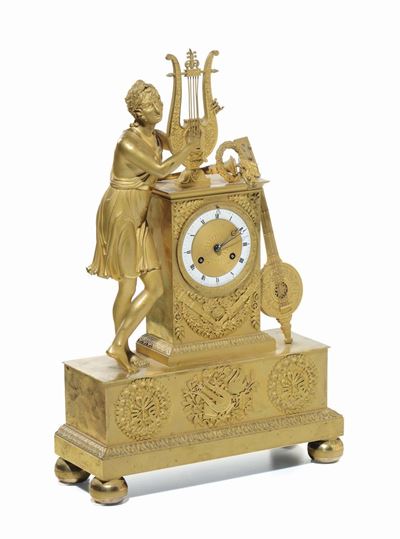 Pendola da Tavolo in Bronzo Dorato, Francia XIX Secolo