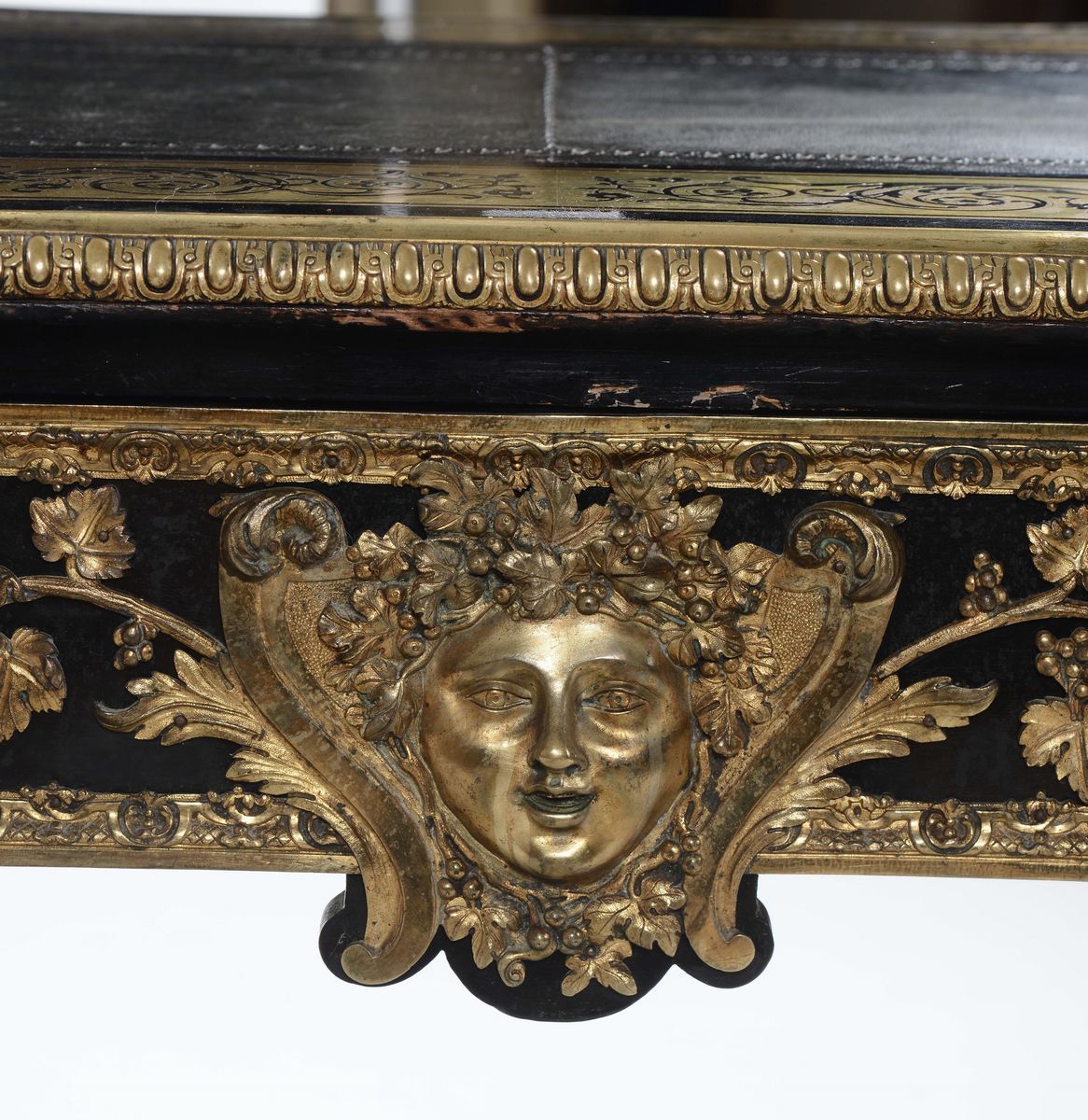 Bureau-plat Boulle in Legno Ebanizzato e Bronzi Dorati, Francia XIX Secolo