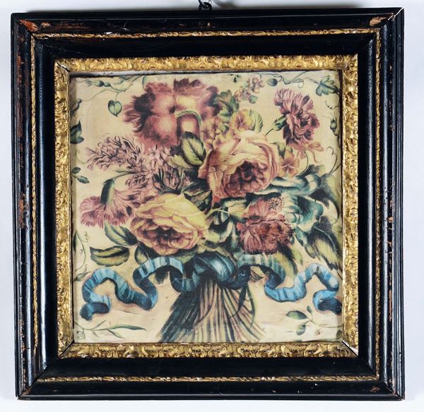 Quattro dipinti su seta raffiguranti mazzi di fiori, XVIII secolo