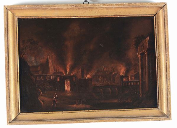 Scuola del XVIII secolo Incendio di Roma