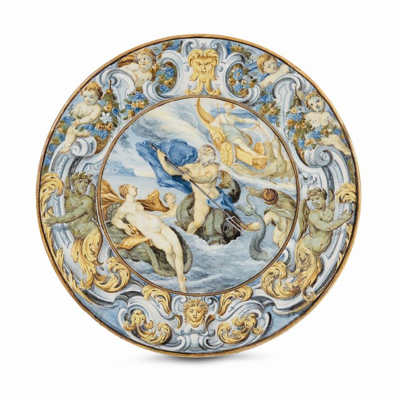 Piatto Castelli, Carlo Antonio Grue, 1700-1715  - Asta Maioliche e Porcellane da Collezione - Cambi Casa d'Aste