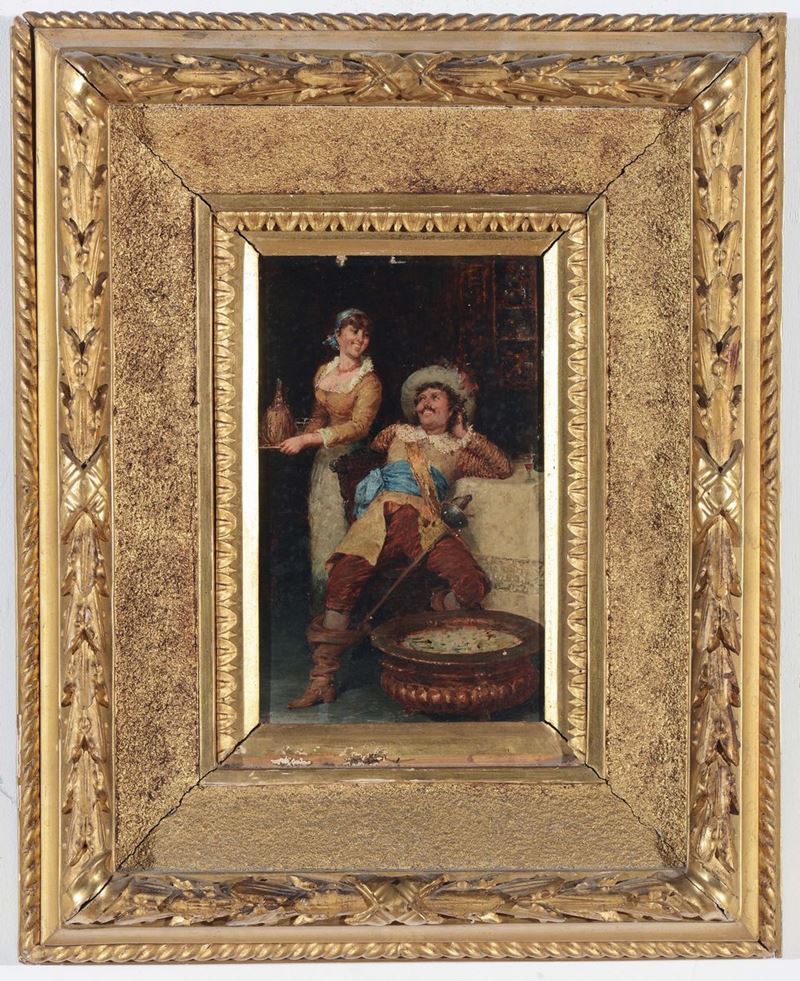 Francesco Bergamini (1851-1900) Scena d’interni  - Asta Arredi dalle dimore degli eredi Ercole Marelli e altre provenienze - Cambi Casa d'Aste