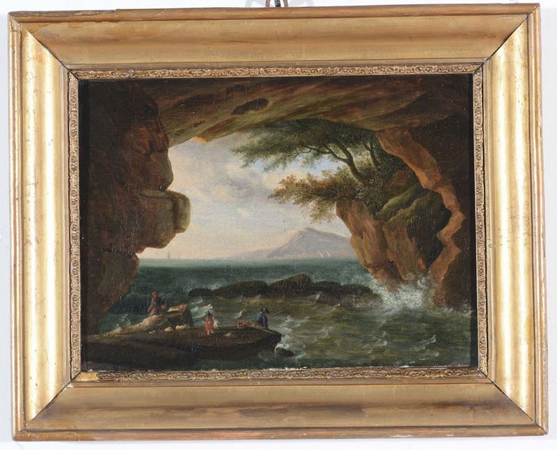 Scuola de XVIII secolo Paesaggio costiero  - Auction Furnishings from the mansions of the Ercole Marelli heirs and other property - Cambi Casa d'Aste