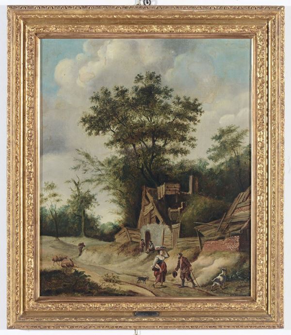 Jacques Gamelin (1738-1803) Paesaggio con figure