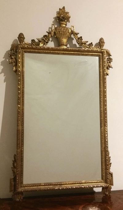 Specchiera in Legno Intagliato e Dorato, XIX Secolo