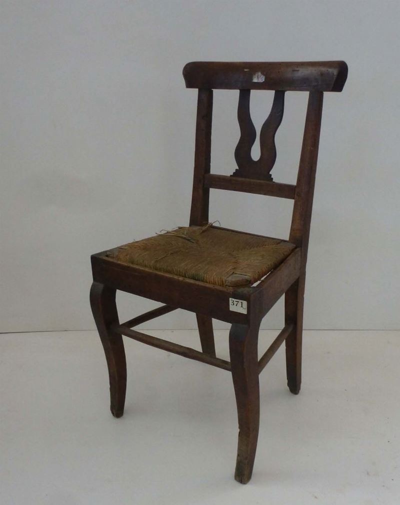 Sedia rustica con sedile impagliato  - Auction Time Auction 1-2015 - Cambi Casa d'Aste