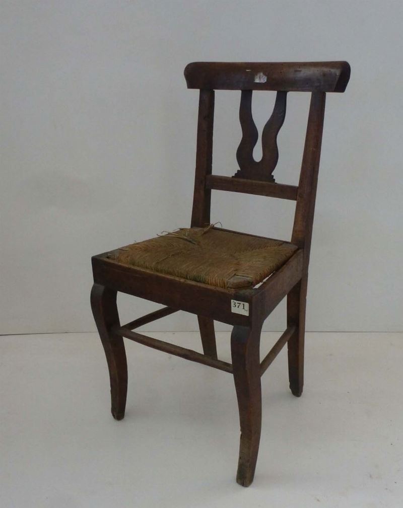 Sedia rustica con sedile impagliato  - Asta Asta a Tempo 1-2015 - Cambi Casa d'Aste