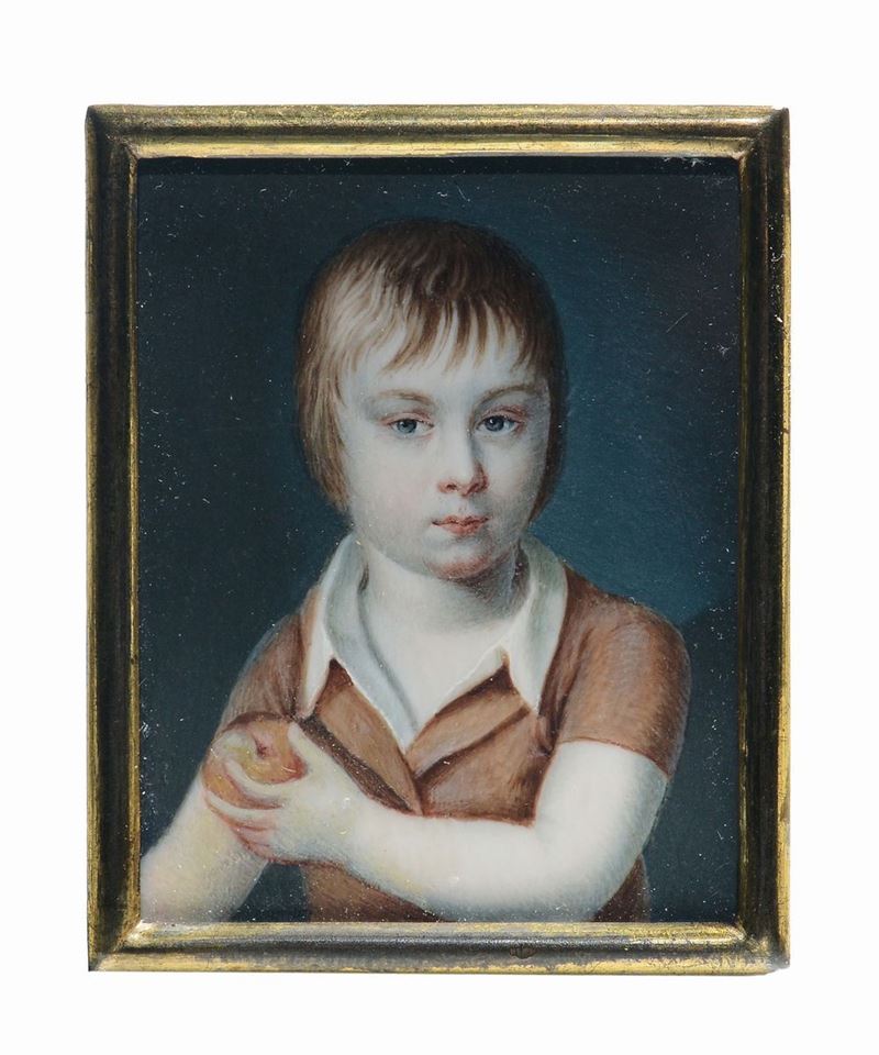 Maria Lesperon Bassi (Amsterdam, 1800 – Milano, 1862) Bambino con frutto  - Asta Argenti da Collezione Italiani ed Europei - Cambi Casa d'Aste