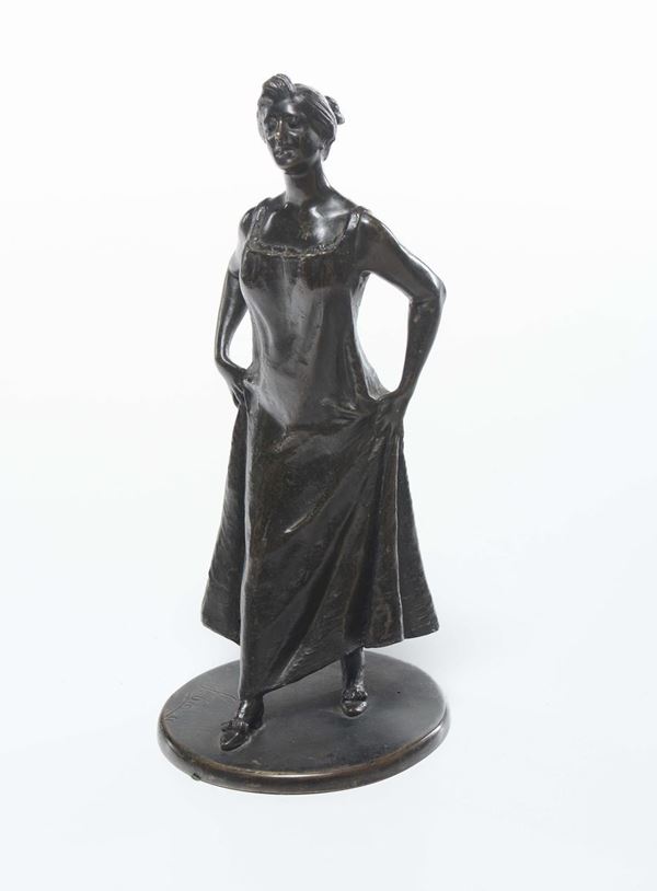 Scultura in bronzo raffigurante figura femminile, XIX-XX secolo