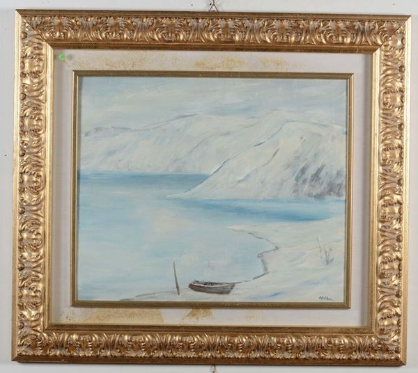 Angelo Del Bon (1898-1952) Paesaggio innevato, 1946