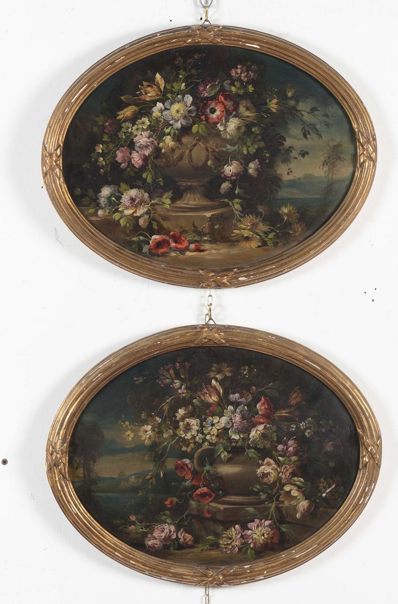 F.Bosso Coppia di nature morte floreali  - Asta Arredi dalle dimore degli eredi Ercole Marelli e altre provenienze - Cambi Casa d'Aste