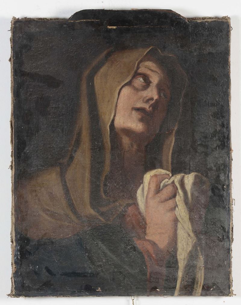 Anonimo degli inizi del XVIII secolo Madonna addolorata  - Asta Arredi dalle dimore degli eredi Ercole Marelli e altre provenienze - Cambi Casa d'Aste