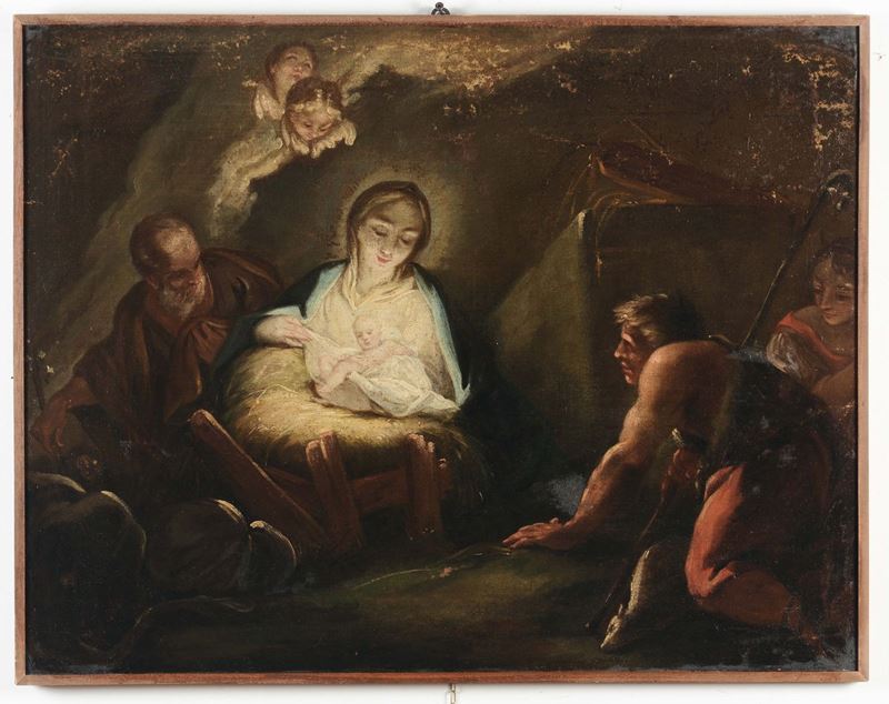 Scuola Emiliana del XVIII secolo Adorazione dei pastori  - Asta Arredi dalle dimore degli eredi Ercole Marelli e altre provenienze - Cambi Casa d'Aste