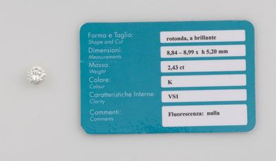 Diamante Taglio Rotondo a Brillante di Ct 2,43