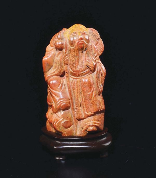 A soapstone figure of wise man, China, Qing Dynasty, 19th century
