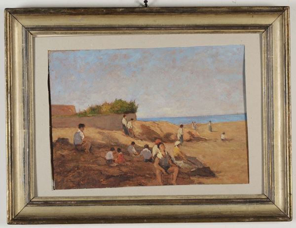 Anonimo del XX secolo Figure sulla spiaggia