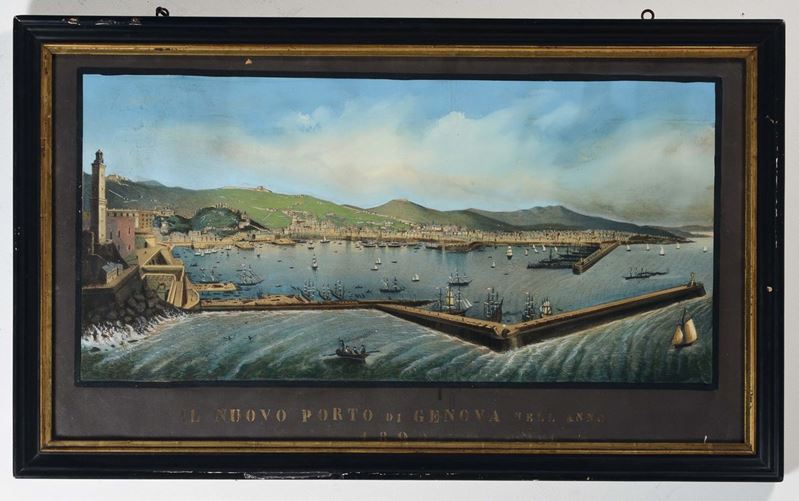 Anonimo del XIX secolo Veduta di Genova, 1890  - Asta Arredi dalle dimore degli eredi Ercole Marelli e altre provenienze - Cambi Casa d'Aste