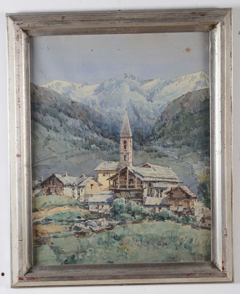 Vittorio Nattino (1890-1971) Paesaggio montano  - Asta Arredi dalle dimore degli eredi Ercole Marelli e altre provenienze - Cambi Casa d'Aste