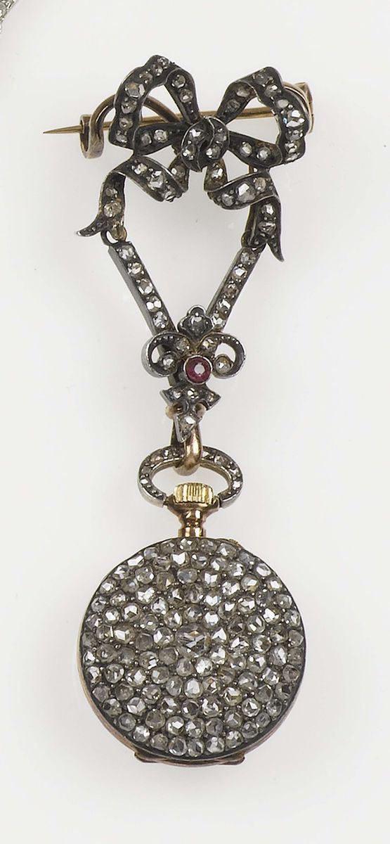 A women's watch with diamond rosette  - Auction Fine Jewels - Cambi Casa d'Aste