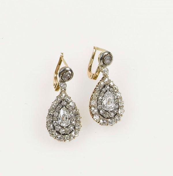 An old-cut diamond earrings