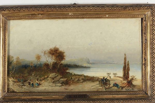 Robert Alott (1850-1910) Paesaggio lacustre