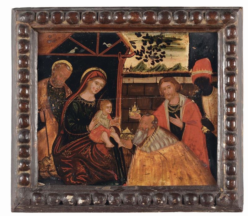 Scuola Veneto Cretese del XVII secolo Adorazione dei Magi  - Auction Old Masters Paintings - Cambi Casa d'Aste