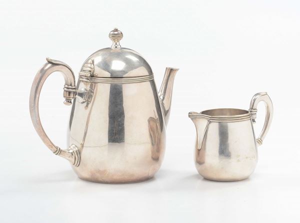 Lattiera e caffettiera in argento, XX secolo