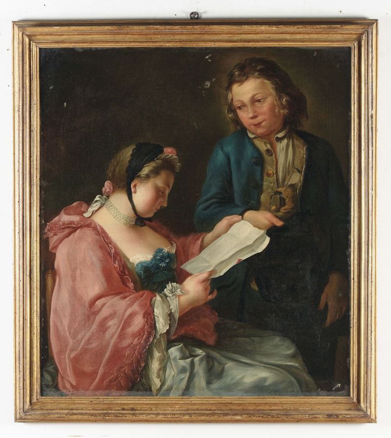 Pietro Antonio Rotari (1707-1762), ambito di Dama in lettura  - Auction Furnishings from the mansions of the Ercole Marelli heirs and other property - Cambi Casa d'Aste
