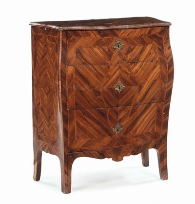 Comodino in Legno Lastronato in Bois De Violette, Genova XVIII Secolo