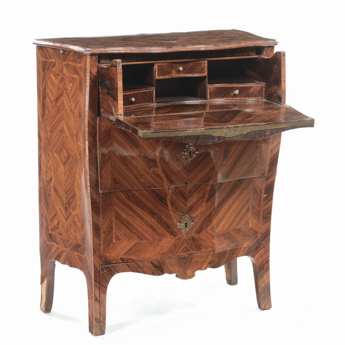 Comodino in Legno Lastronato in Bois De Violette, Genova XVIII Secolo