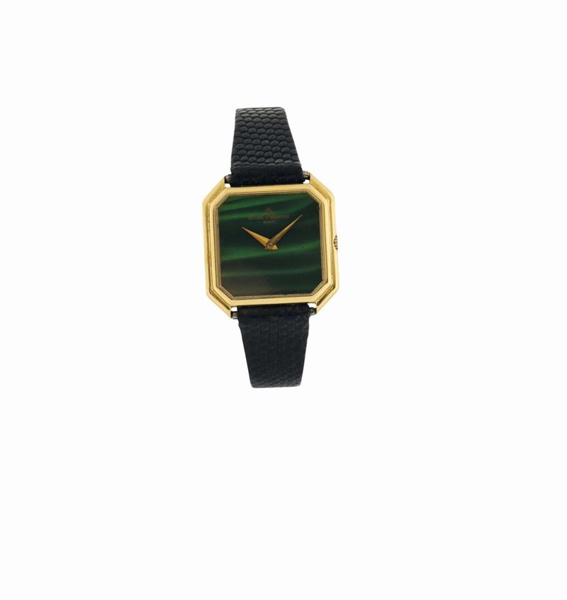 Baume &Mercier, case No. 592572, 18K yellow gold wristwatch with malachite dial. Made in the 1980's  - Auction Watches and Pocket Watches - Cambi Casa d'Aste