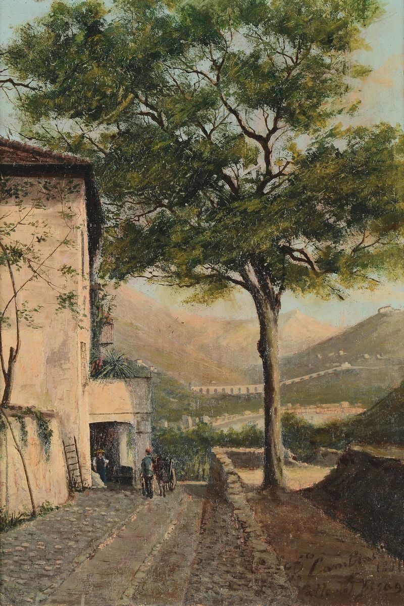 Pasquale Domenico Cambiaso (Genova 1811-1894) Valle del Bisagno, 1861  - Auction 19th and 20th century paintings - Cambi Casa d'Aste