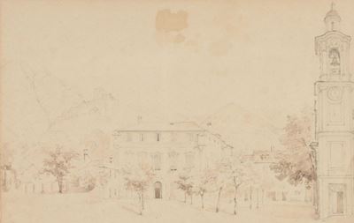 Pasquale Domenico Cambiaso (genova 1811 - 1894)veduta di Savignone