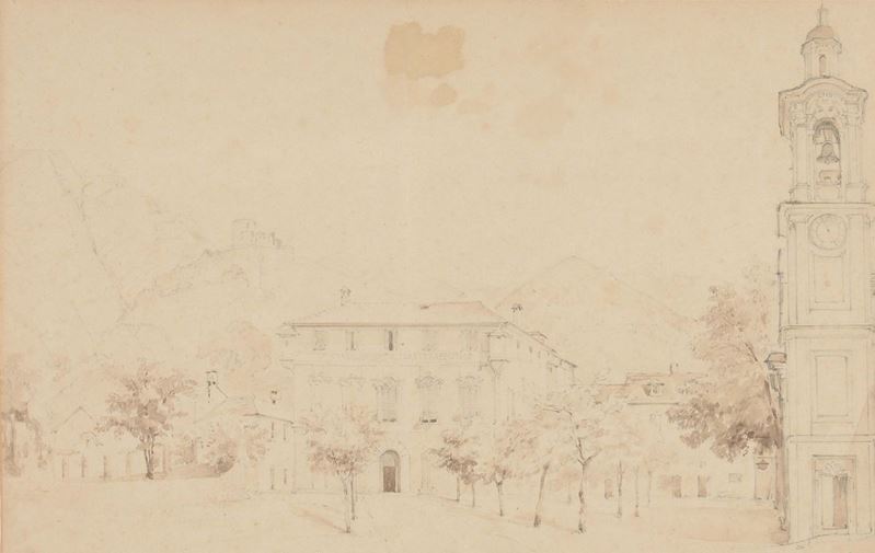 Pasquale Domenico Cambiaso (Genova 1811 - 1894) Veduta di Savignone  - Asta Dipinti del XIX e XX secolo - Cambi Casa d'Aste