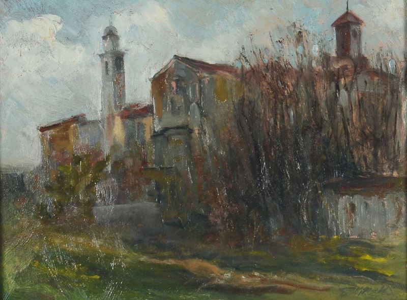 Domingo Motta (Genova 1872 - Genova Pegli 1962) Paesaggio  - Asta Dipinti del XIX e XX secolo - Cambi Casa d'Aste