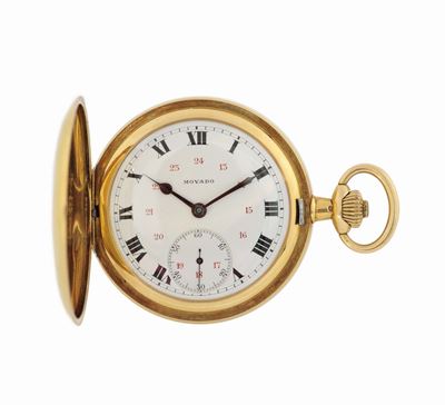 Movado, 24 Ore, Orologio da Tasca, Modello Savonette, in Oro Giallo 18k, Cassa No.325897. Realizz...
