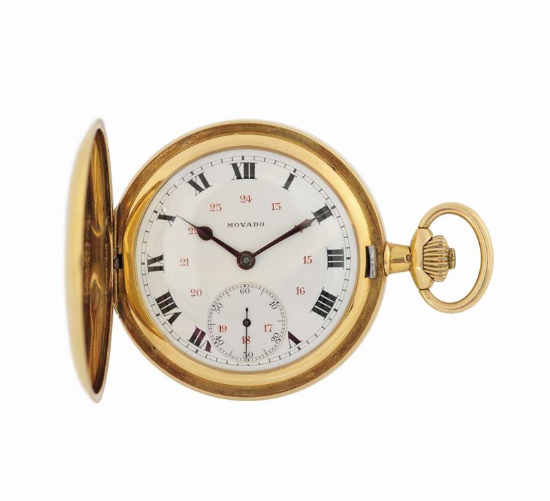 MOVADO,  24 ore, orologio da tasca, modello savonette, in oro giallo 18K, cassa No.325897. Realizzato nel 1900 circa.  - Asta Orologi da Polso e da Tasca - Cambi Casa d'Aste