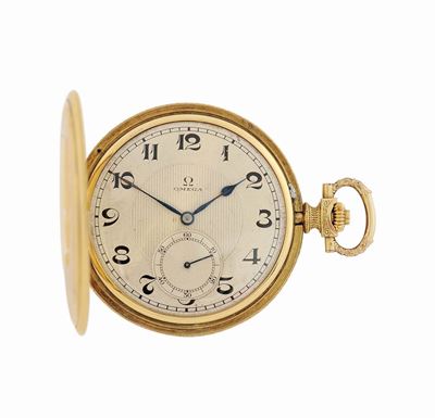 Omega, Orologio da Tasca, in Oro Giallo 18k, Modello Savonette, Movimento No. 7555186. Realizzato...