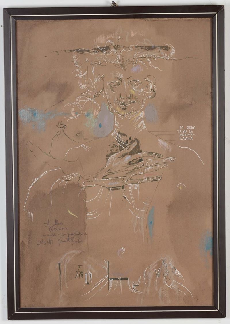 Giannetto Fieschi (1921 - 2010) Io sono la via, la verità, la vita  - Asta Arredi dalle dimore degli eredi Ercole Marelli e altre provenienze - Cambi Casa d'Aste