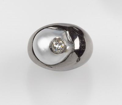 Anello con Perla e Diamante