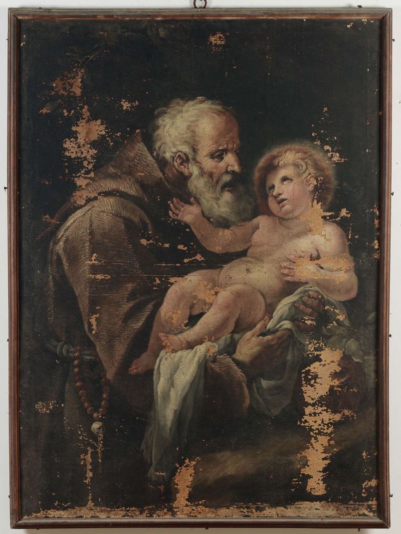 Scuola del XVIII secolo San Giuseppe con Gesu Bambino  - Auction Furnishings from the mansions of the Ercole Marelli heirs and other property - Cambi Casa d'Aste