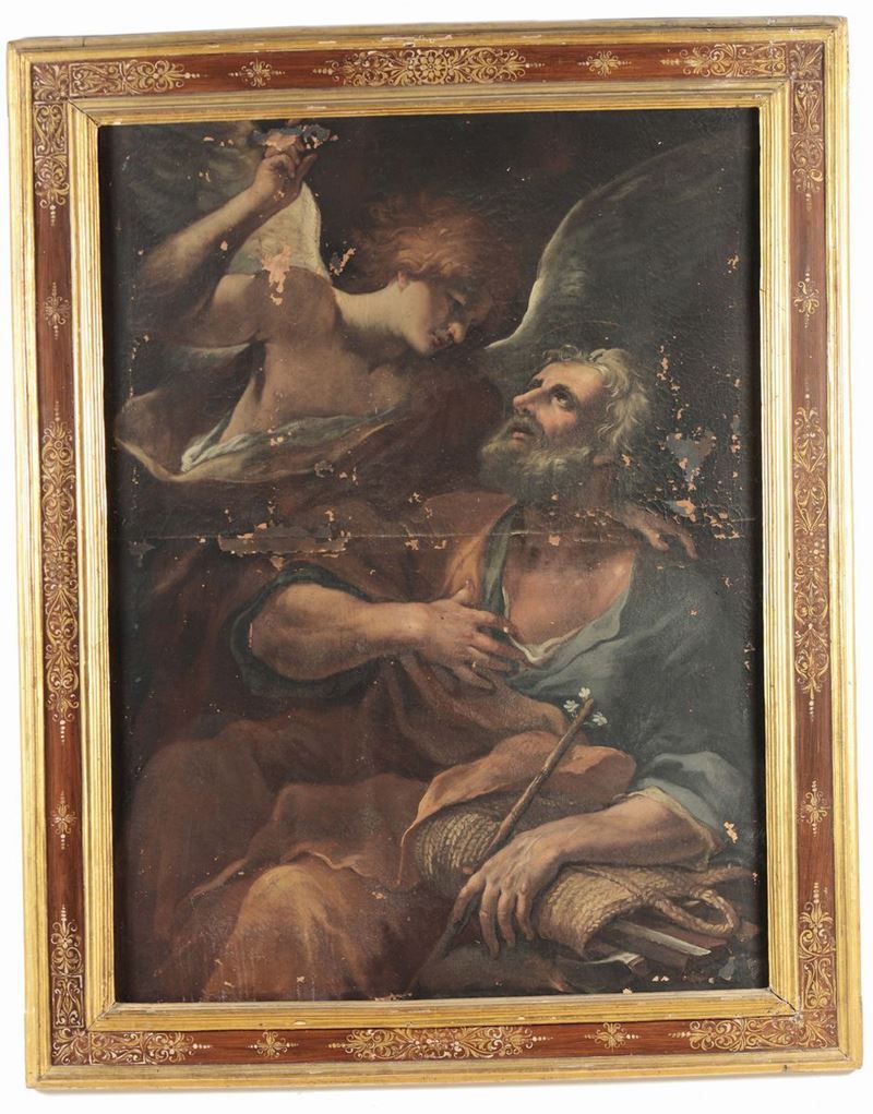Scuola romana del XVII secolo Santo con Angelo  - Auction Furnishings from the mansions of the Ercole Marelli heirs and other property - Cambi Casa d'Aste