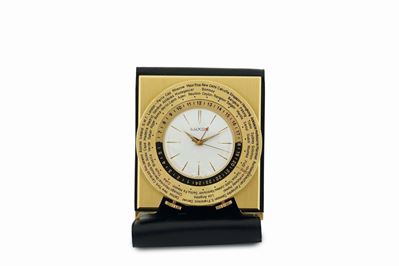 Luxor, Orologio da Tavolo, in Ottone Dorato, con Indicazione delle 24 Ore,ore del Mondo e Sveglia...