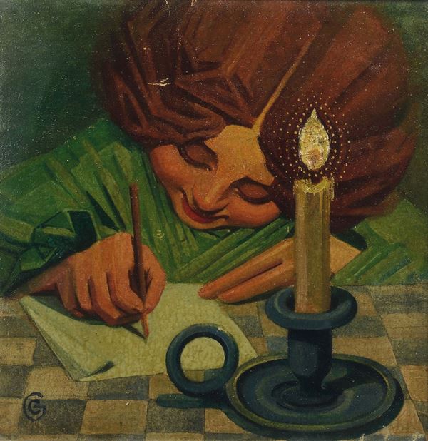 Cornelio Geranzani (Genova 1880-1955) Fanciullo al lume di candela