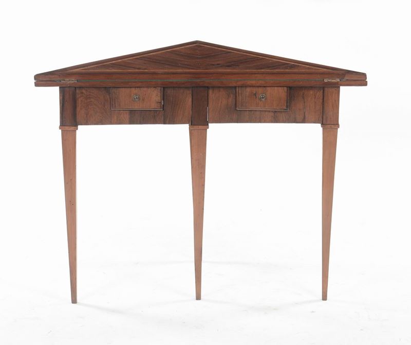 Tavolino da gioco lastronato, XIX secolo  - Auction Furnishings from the mansions of the Ercole Marelli heirs and other property - Cambi Casa d'Aste