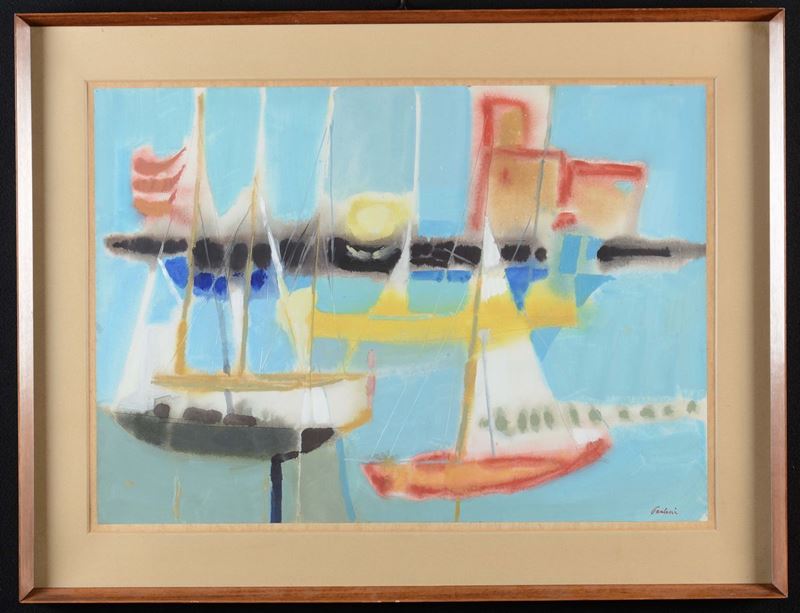 Enrico Paulucci (1901-1999) Marina con vele  - Auction Furnishings from the mansions of the Ercole Marelli heirs and other property - Cambi Casa d'Aste