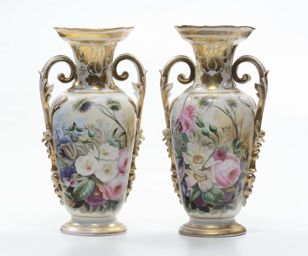 Coppia di vasi Luigi Filippo in porcellana